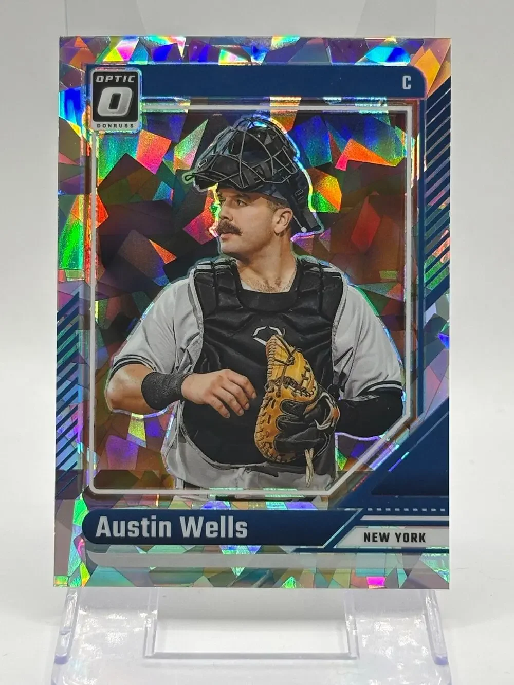 2024 Panini Donruss Optic Austin Wells Cracked Ice Refractor 1/25 SP NY Yankees